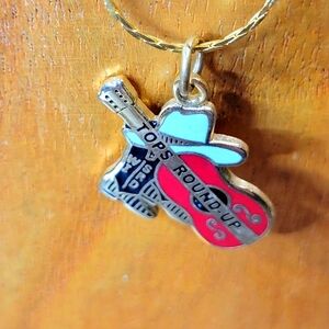 Vintage Tops Round Up Enamel Rodeo Charm with 18" Long 18K Gold Plate Chain